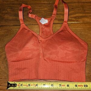 90 Degrees Women’s Small Orange Ribbed Seamless Bralette | Stretch Sports Bra